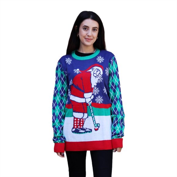 Women’s Playful Santa Ugly Christmas Sweater - Picture 1 of 2
